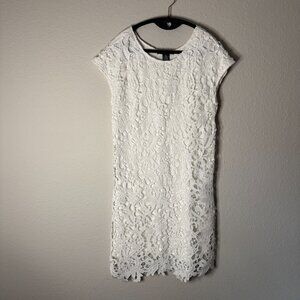 Chelsea & Theodore White Floral Lace Sheath Dress Size 4